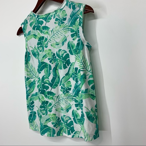 Girls More Than Magic Green Tropical Leaf Tank Top Pink Oh Hey Vacay Slogan Nwot - Picture 7 of 12